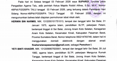 PENGUMUMAN PERMOHONAN ISBAT NIKAH